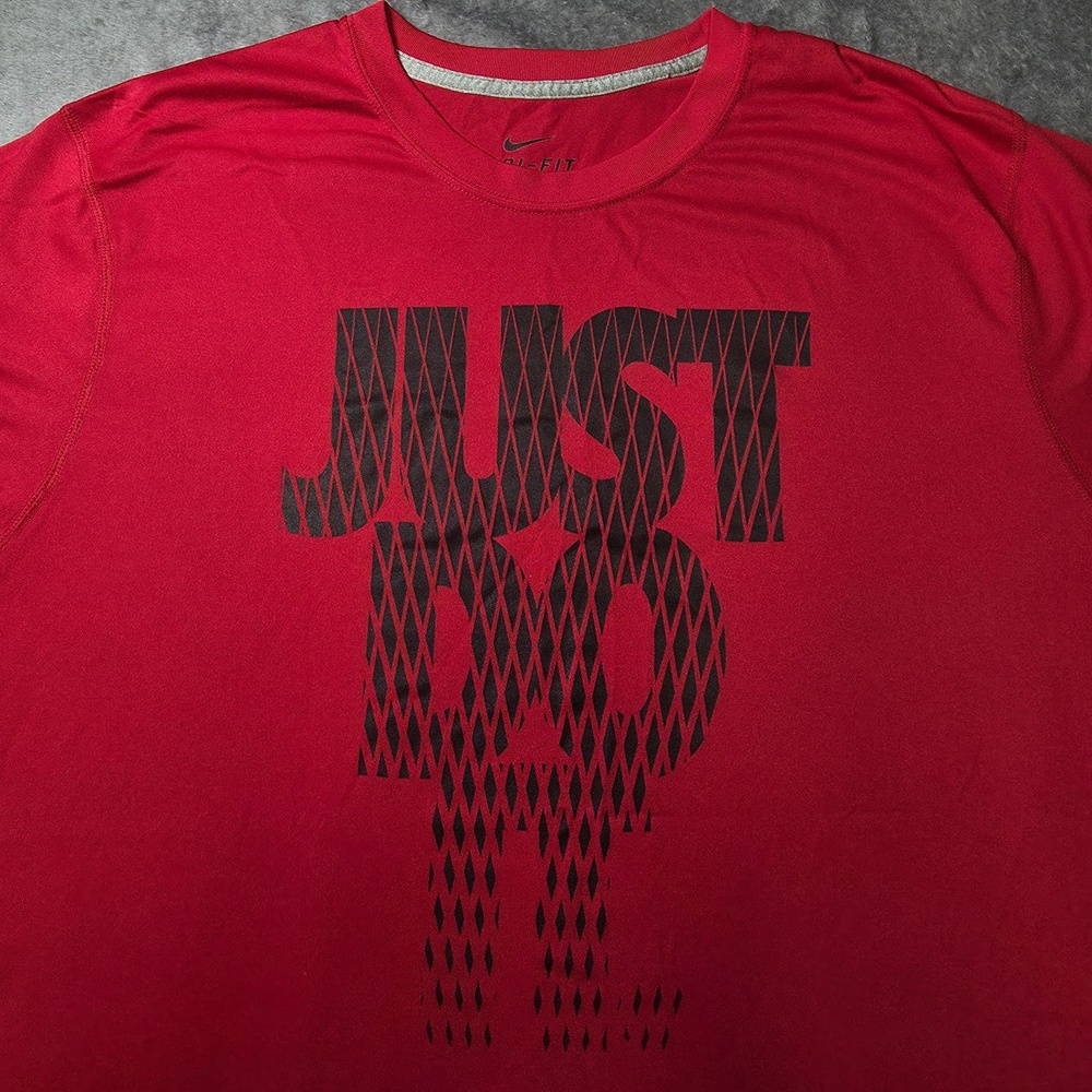Nike Shirt Mens XL Red Just Do It Dri-FIT Graphic Tee Running Training Sports